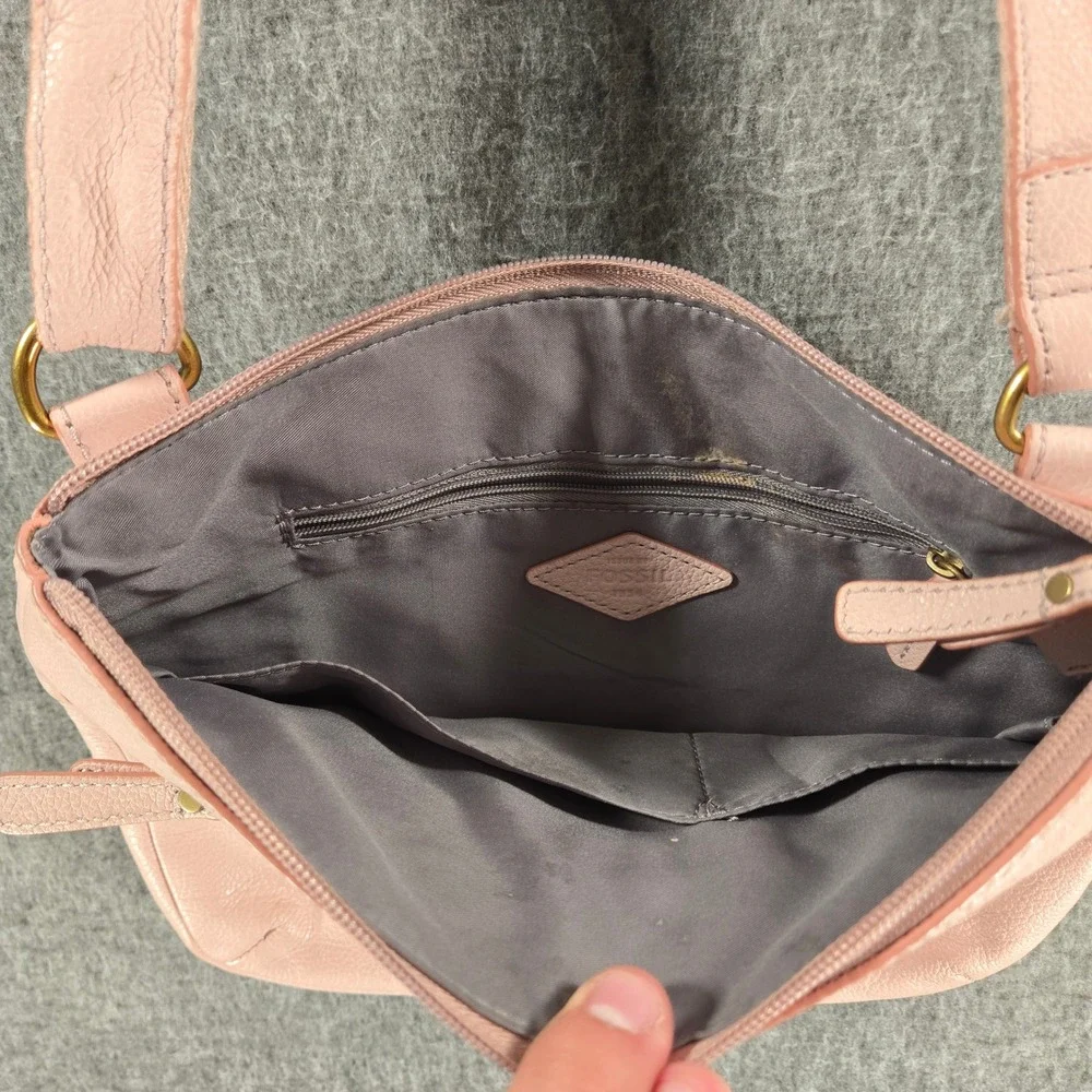 Fossil Crossbody Bag Womens Pink Leather SHB1912 Multi‎ Pocket Adjustable Strap